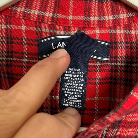 Lands End Women’s Plaid Red Blouse Size 16 Button - Picture 3 of 5